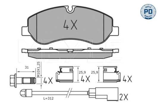 Brake Pad Set, disc brake MEYLE-PD Quality 025 256 0217/PD, Image 2