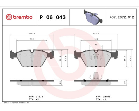 Brake Pad Set, disc brake P 06 043 Brembo, Image 3