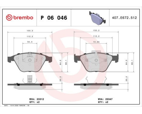 Brake Pad Set, disc brake P 06 046 Brembo, Image 3