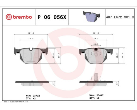 Brake pad set, disc brake P 06 056X Brembo, Image 4