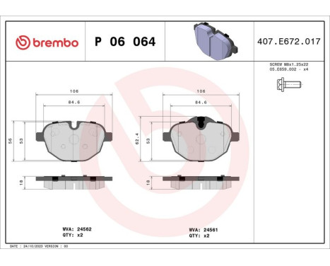 Brake Pad Set, disc brake P 06 064 Brembo, Image 3