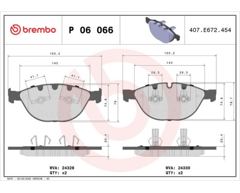 Brake Pad Set, disc brake P 06 066 Brembo, Image 3