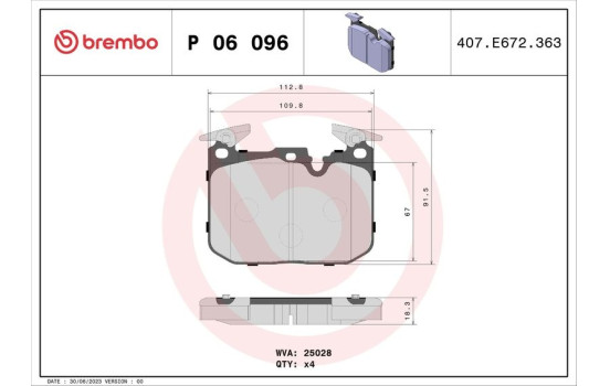 Brake Pad Set, disc brake P 06 096 Brembo, Image 2
