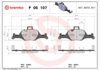 Brake Pad Set, disc brake P 06 107 Brembo