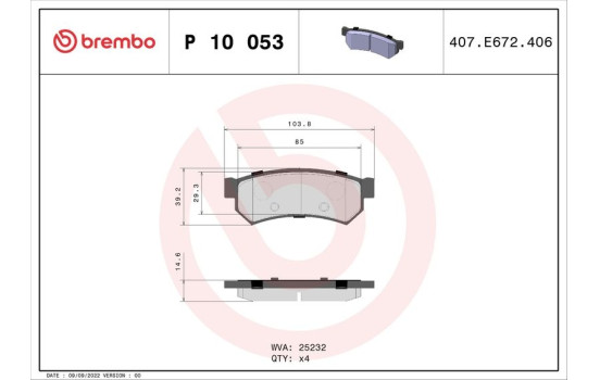 Brake Pad Set, disc brake P 10 053 Brembo, Image 2