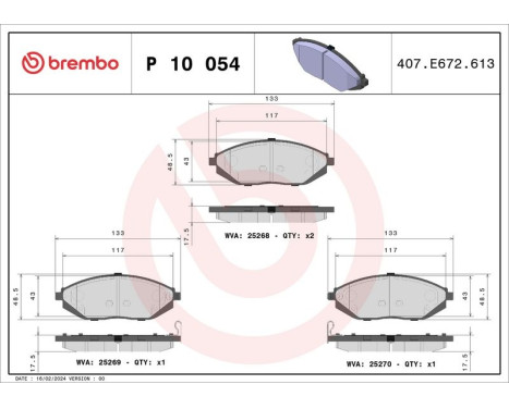 Brake Pad Set, disc brake P 10 054 Brembo, Image 3