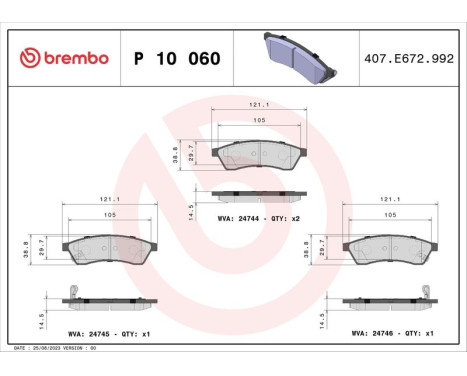 Brake Pad Set, disc brake P 10 060 Brembo, Image 3