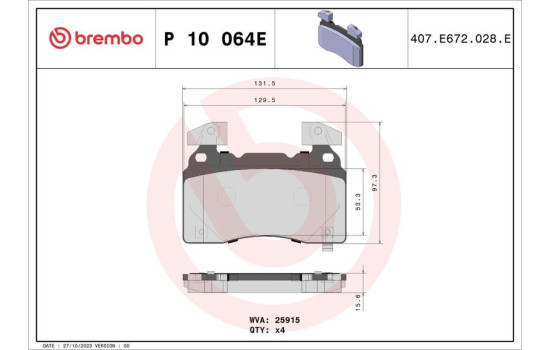 Brake pad set, disc brake P 10 064E Brembo, Image 4