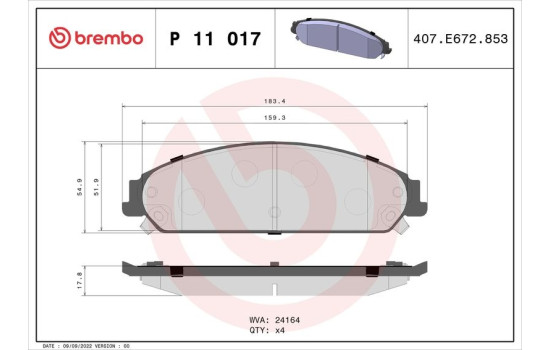 Brake Pad Set, disc brake P 11 017 Brembo, Image 2