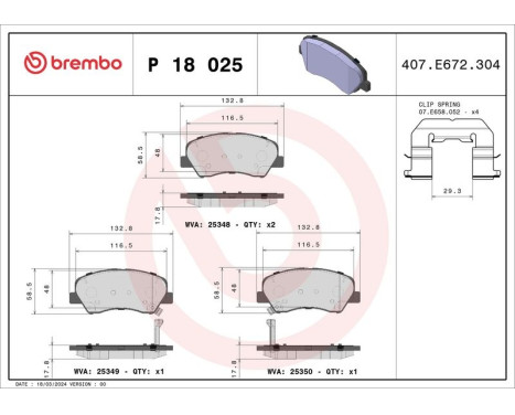 Brake Pad Set, disc brake P 18 025 Brembo, Image 3