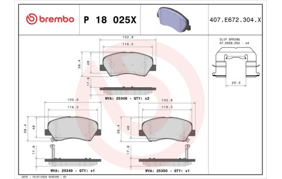 Brake pad set, disc brake P 18 025X Brembo, Image 4