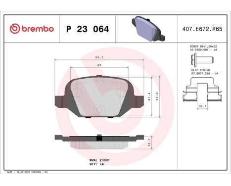 Brake Pad Set, disc brake P 23 064 Brembo, Image 3