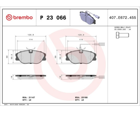 Brake Pad Set, disc brake P 23 066 Brembo, Image 3