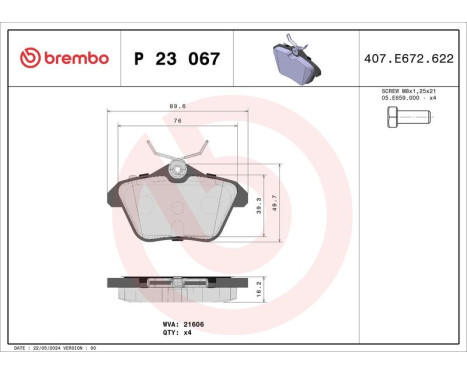 Brake Pad Set, disc brake P 23 067 Brembo, Image 3