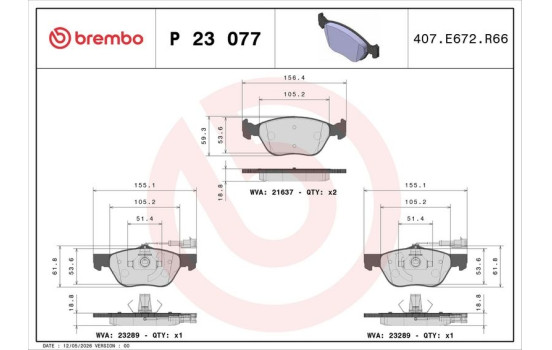 Brake Pad Set, disc brake P 23 077 Brembo, Image 3