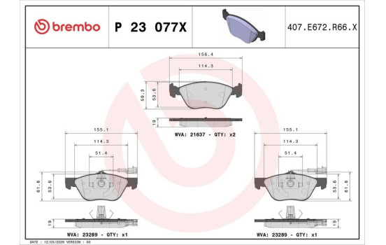 Brake pad set, disc brake P 23 077X Brembo, Image 4