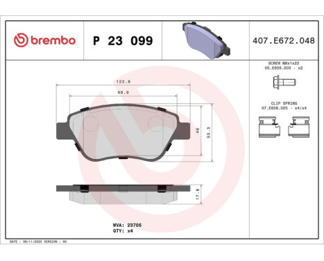 Brake Pad Set, disc brake P 23 099 Brembo, Image 3