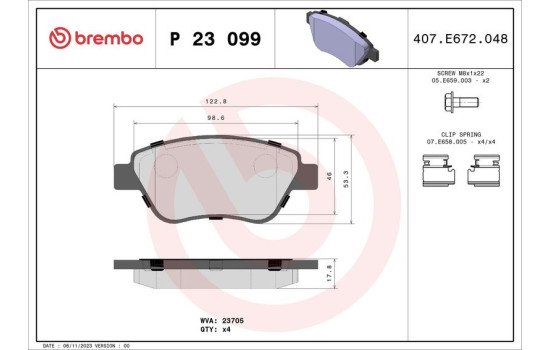 Brake Pad Set, disc brake P 23 099 Brembo, Image 2