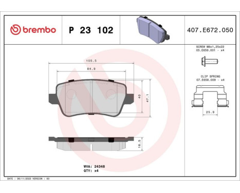 Brake Pad Set, disc brake P 23 102 Brembo, Image 3