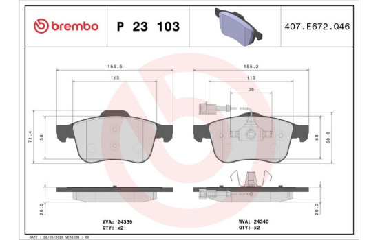 Brake Pad Set, disc brake P 23 103 Brembo, Image 3