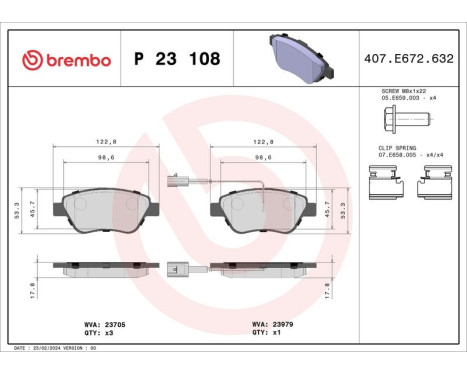 Brake Pad Set, disc brake P 23 108 Brembo, Image 3