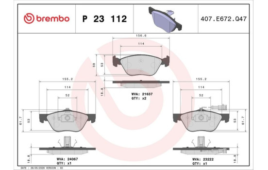 Brake Pad Set, disc brake P 23 112 Brembo, Image 3