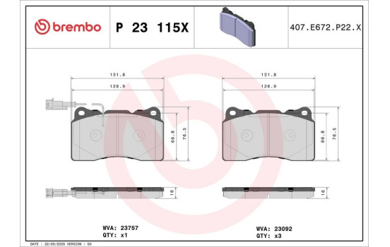 Brake pad set, disc brake P 23 115X Brembo, Image 4