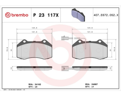 Brake pad set, disc brake P 23 117X Brembo, Image 4