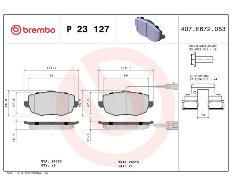 Brake Pad Set, disc brake P 23 127 Brembo, Image 3