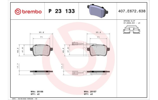 Brake Pad Set, disc brake P 23 133 Brembo, Image 2