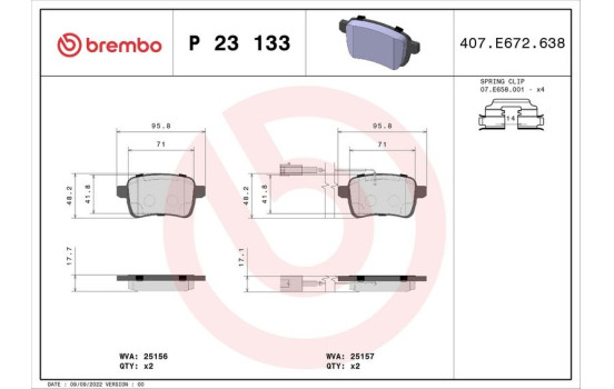 Brake Pad Set, disc brake P 23 133 Brembo, Image 3