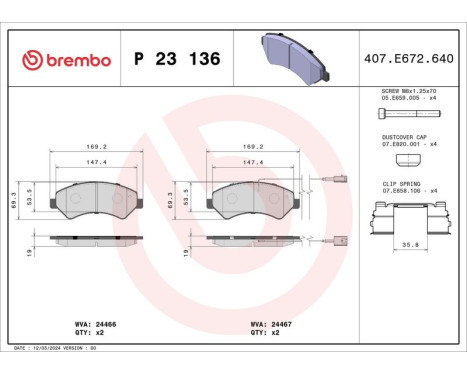 Brake Pad Set, disc brake P 23 136 Brembo, Image 3