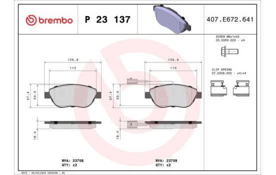 Brake Pad Set, disc brake P 23 137 Brembo, Image 2
