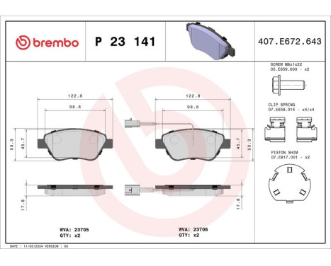 Brake Pad Set, disc brake P 23 141 Brembo, Image 3