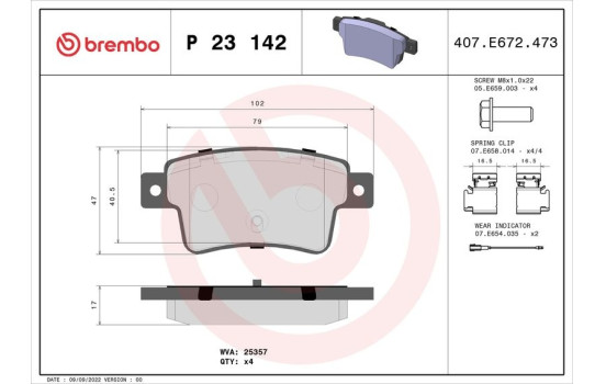 Brake Pad Set, disc brake P 23 142 Brembo, Image 2