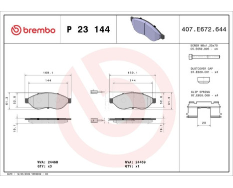 Brake Pad Set, disc brake P 23 144 Brembo, Image 3