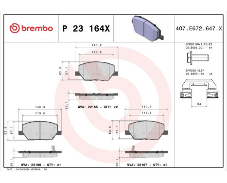 Brake pad set, disc brake P 23 164X Brembo, Image 4