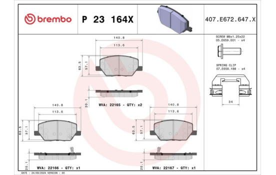Brake pad set, disc brake P 23 164X Brembo, Image 4