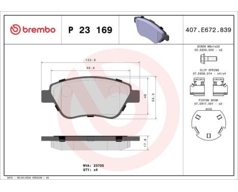 Brake Pad Set, disc brake P 23 169 Brembo, Image 3