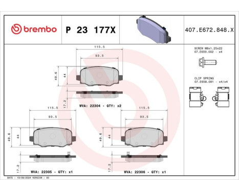 Brake pad set, disc brake P 23 177X Brembo, Image 4