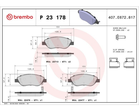 Brake Pad Set, disc brake P 23 178 Brembo, Image 3