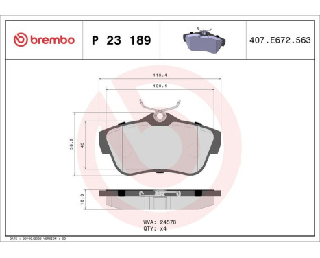 Brake Pad Set, disc brake P 23 189 Brembo, Image 3