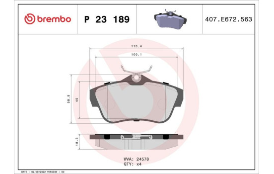 Brake Pad Set, disc brake P 23 189 Brembo, Image 2