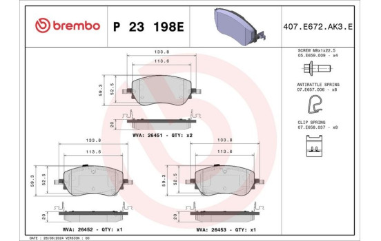 Brake pad set, disc brake P 23 198E Brembo, Image 4