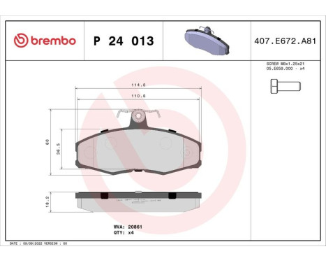 Brake Pad Set, disc brake P 24 013 Brembo, Image 3