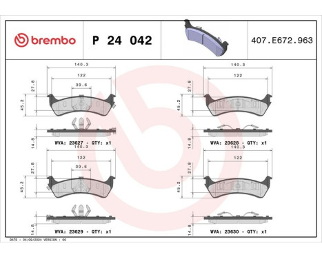 Brake Pad Set, disc brake P 24 042 Brembo, Image 3