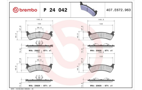 Brake Pad Set, disc brake P 24 042 Brembo, Image 3
