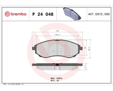 Brake Pad Set, disc brake P 24 048 Brembo, Image 3