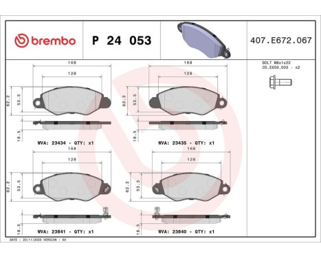 Brake Pad Set, disc brake P 24 053 Brembo, Image 3