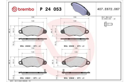 Brake Pad Set, disc brake P 24 053 Brembo, Image 3